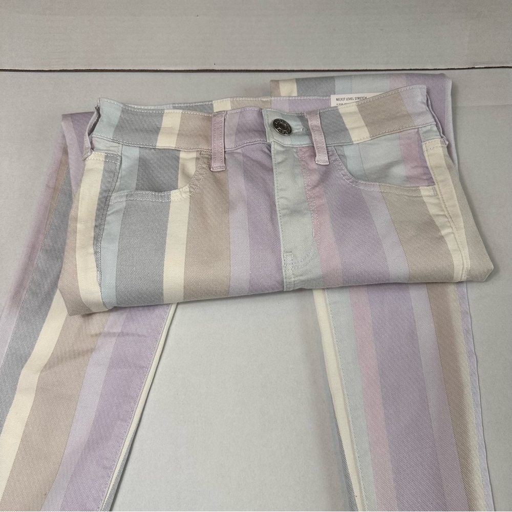 American Eagle Pastel Striped HighRise Jegging Crop Next Level Stretch Sz 00 24W - Picture 14 of 16